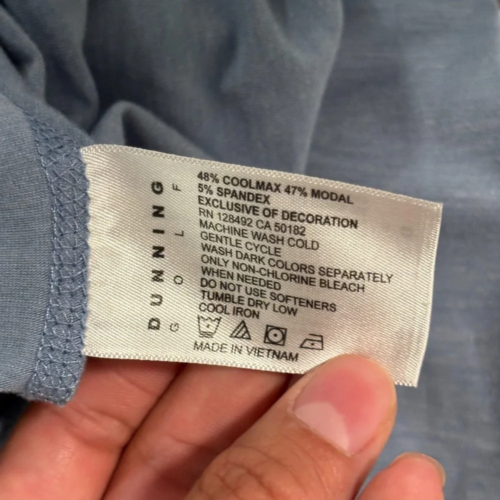 Dunning Golf Mens Large Blue Coolmax‎ Modal 1/4 Zip Pullover Long Sleeve Shirt